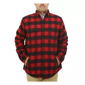 Polo Ralph Lauren Wool CPO Boa Lined Buffalo Check Jacket Coat - Red, Black - Picture 1 of 6
