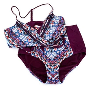 Top de bikini Athleta Wild Bloom Marrakesh Twister cintura alta bikini talla mediana - Imagen 1 de 5