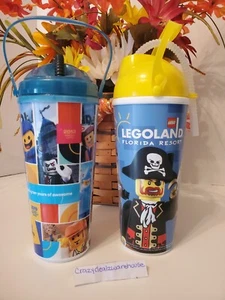 Legoland Florida Resort ~ 2 tazas y pajitas recargables con temática de pirata y aniversario - Imagen 1 de 4