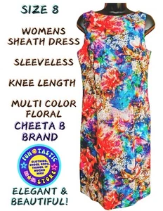 WOMENS SHEATH DRESS. CHETTA B. SLEEVELESS KNEE LENGTH  MULTI COLOR FLORAL. Sz 8 - Picture 1 of 12