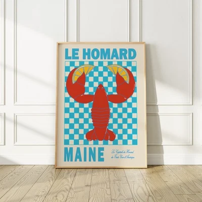 Maine US State Lobster Poster, Printed on Premium Matte Paper, No Frame - Image 1 of 4