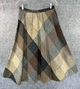 Vintage Jones New York Rock Damen 14 braun Wollmischung kariert Plissee Academia bescheiden - Bild 1 von 8