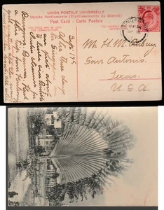 Singapore to US Edward VII 3c Travellers Palm Tree real photo postcard c1905 - Picture 1 of 1