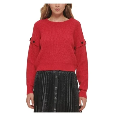 Suéter Pullover Para Mujer DKNY JEANS Mediano Rojo Escarlata Detalle Botón Nuevo con Etiquetas Foto 1 de 4