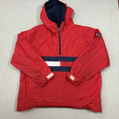 VTG Tommy Hilfiger Jacket Mens 2XL Red Blue Logo Nylon Zip Windbreaker 90s - Image 1 of 4