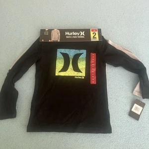 Boys Hurley 2 Pack Youth Thermal Long Sleeve Shirts Black/Gray MSRP $52 7/8 - Picture 1 of 6