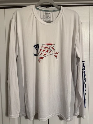 Camisa de Pesca G-Loomis Manga Larga Rendimiento Blanca XL Logo de Pez Patriótico  Foto 1 de 4