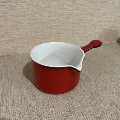 VTG Flammfest Enamel Over Cast Iron Saucier W/Spout 3x8” Counting Handle Germany - Image 1 of 4