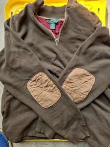 Pullover Woolrich 1/4 Cremallera Para Hombre Grande Calce Clásico Manga Larga Marrón - Imagen 1 de 3