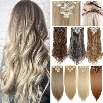 Clip In Extensions Dick Echt Haarteil Haarverlängerung 8 Tressen Set Tresse D339 - Bild 1 von 4