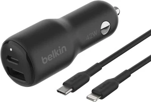 Belkin BoostCharge Chargeur Voiture Double 42W avec Charge Rapide USB-C 30W PPS & 12W-N165 - Photo 1 sur 7