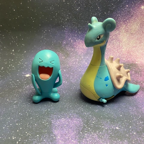 Lot of 2 Pokémon Wobbuffet and Lapras 2.5” - 4” Figures 2018 Mini Figs Toys Cover