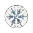 2007 Canada $20 Blue Crystal Snowflake Sterling Silver Coin