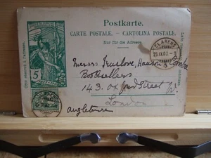 1901 Switzerland 5 Cents UPU Prepaid Postcard Clarens Cancel + 5 Cents Stamp! - Picture 1 of 2