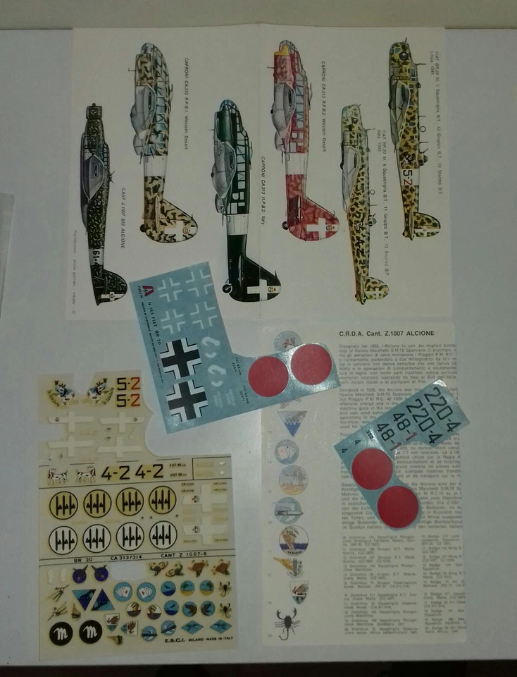 FIAT BR 20, CAPRONI 311,CANT Z 1007 BIS DECAL 1/72 ESCI E ITALERI PARZIALE - Immagine 1 di 1