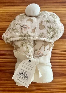 Elegant Baby Baby Girls Pink Woodland Muslin Hooded Bath Towel 23” x 31” - Picture 1 of 3