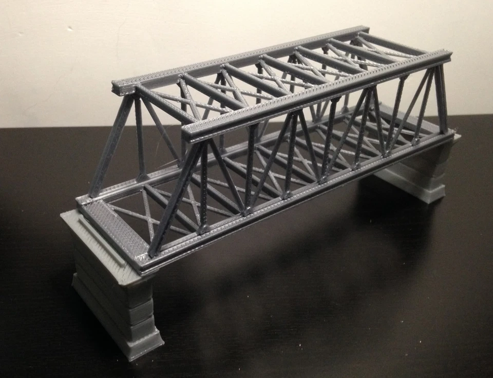 Outland Models Railroad Truss Bridge Grey (for Double Track) with Piers Z Scale - Image 1 of 1