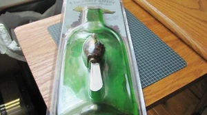 Cheese Platter Wine Bottle Design EMERALD GREEN &Serving Knife Made Real Bottle - Picture 1 of 4