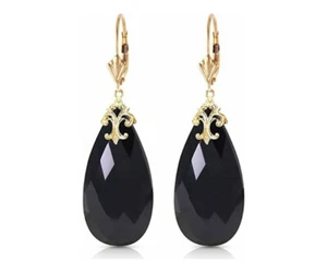 Pendientes colgantes de oro macizo con palanca trasera con briolette 31x16 mm negro natural - Imagen 1 de 6