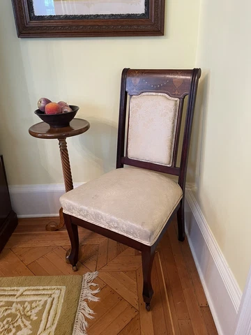 Antique American solid wood empire style chair with bespoke inlay Cover
