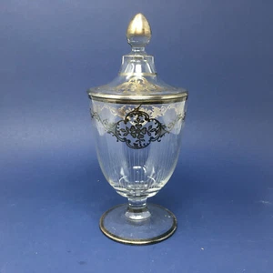 Vintage Cambridge Glass #95 One Pound Candy Jar Silver Overlay - Picture 1 of 6