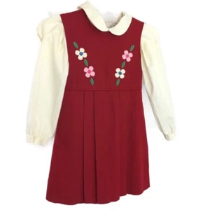 Sylvia Whyte for Saks 5th Ave School Red Dress with Blouse Size 6X Vintage - Picture 1 of 10