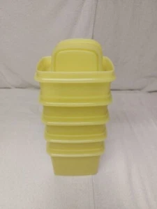 Lot 5 Vtg Tupperware 1243-8 Yellow Shelf Saver Storage Containers w Lids VGC - Picture 1 of 7