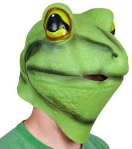 Deluxe Green Frog Mask Latex Amphibian Fancy dress Costume Animal Pond Pet Toad - Picture 1 of 1