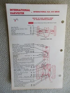 Tarjeta de datos de gráfico de servicio de lubricación de tractor IH International Farmall 424 444 - Imagen 1 de 2