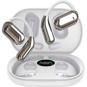 Open-Ear Bluetooth 5.4 Headphones Ear Hooks Wireless Earbuds Sport Headset,White - Picture 1 of 8