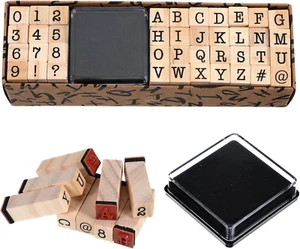 40 Stück Buchstaben Stempel Set,Alphabet Holzstempel Buchstaben,Alphabet Stempel - Bild 1 von 7