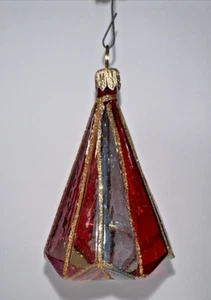 HTF - Marquise Shaped 3.5” Multicolored Glass Christmas Ornament - Picture 1 of 5