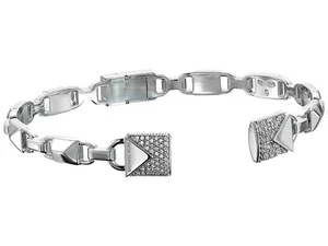Michael Kors Sterling Silver Pavé Open Hinge Bangle Bracelet BNWT $250 - Picture 1 of 3