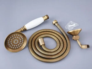Antique Brass Ceramics Telephone Hand Held Shower Head W/1.5m Hose ,Bracket - Picture 1 of 9