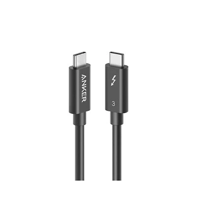 ANKER THUNDERBOLT 3.0 USB-C TO USB-C CABLE 100W 40GBPS 1.6FT BLACK NEW A8486011 - Image 1 of 3