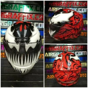 Carnage Custom Painted Airbrushed Motorcycle Helmet - Foto 1 di 2