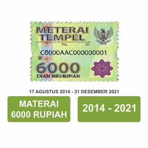 Indonesia Materai Stamps IDR 6.000 - Picture 1 of 5