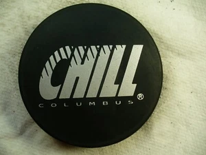 ECHL Columbus Chill Team Logo 96-97 League Red Reverse Hockey Puck Collect Pucks - Picture 1 of 2