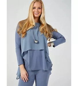 WynneLayers Matte Jersey Chiffon Overlay Top Blue Size Small MarlaWynne - Picture 1 of 1