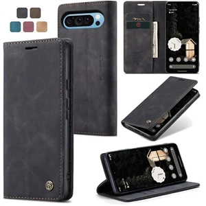 Custodia in Pelle per Google Pixel 9 Pro XL con Funzione Kickstand e Slot Carte - Foto 1 di 2