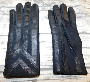 VINTAGE ISOTONER HANDSCHUHE WARM ROT GEFÜTTERT LEDER NYLON SCHWARZ HERREN M MEDIUM - Bild 1 von 7