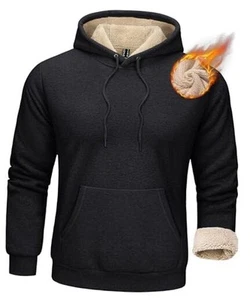 Men's Pullover Hoodie Thick Sherpa Lined Hooded Sweatshirt Winter Warm Fleece - Picture 1 of 8