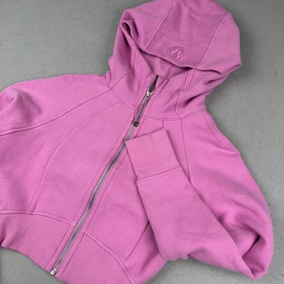 Lululemon Scuba Hoodie Womens 2 Pink Full Zip Cropped Core Athletic Gym Hoody - Image 1 of 4