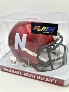 Nebraska Cornhuskers Riddell Mini Helmet Flash Edition Chrome Red - Picture 1 of 5
