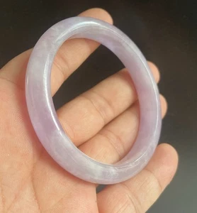 Certified Lavender Purple 59.5mm Natural Grade A Burma A jadeite Bangle 9586 - Picture 1 of 6