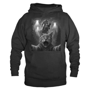 Scared Cat Selfie con Sasquatch Big Foot Divertida Sudadera con Capucha Humorosa - Imagen 1 de 10