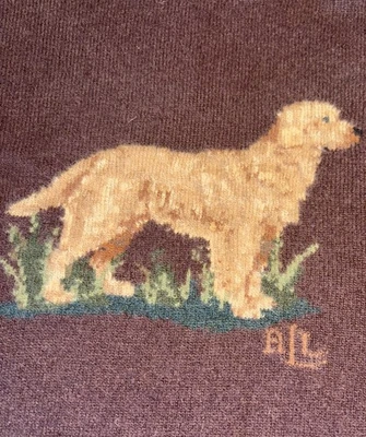 Ralph Lauren Golden Retriever Dog Turtleneck Sweater Wool Cashmere Vtg S Flaw - Image 1 of 4