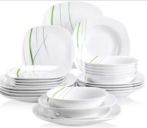VEWEET 24-Piece White Porcelain Dinnerware Set Service for 6 - Bild 1 von 1