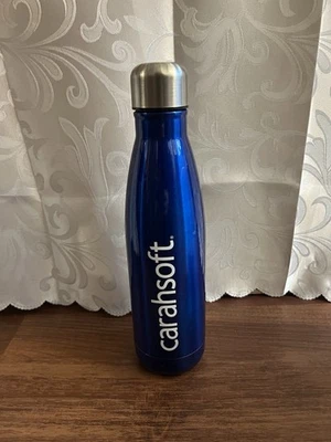 New Carahsoft Blue Tall Metal Water Bottle Logo Travel Tumbler Employee Item - Image 1 of 4