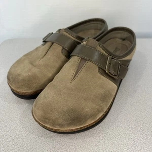 Zapatos zueco Bass Celeste para mujer 8 marrón cuero gamuza hebilla suela plana de corcho - Imagen 1 de 7